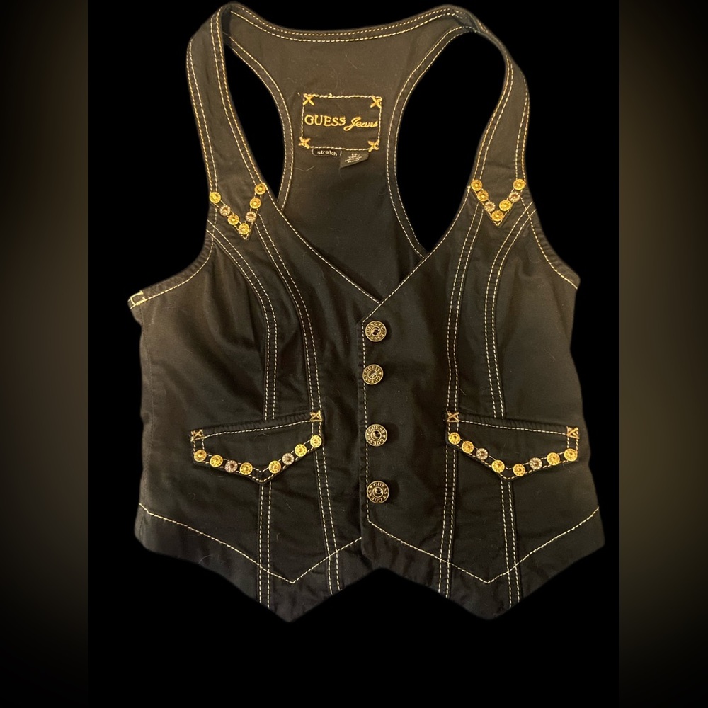 vintage GUESS cropped black vest